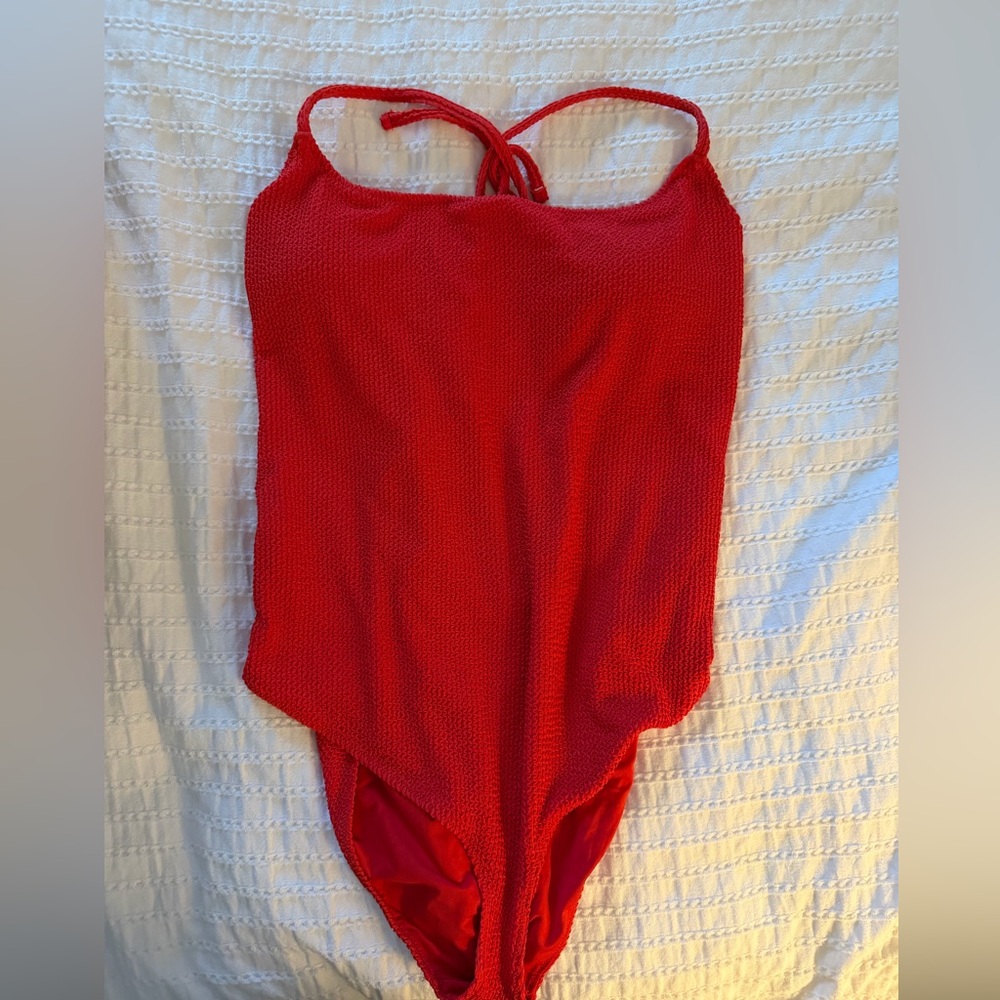 Show Me Your MuMu Bright Red Textured One-Piece Swimsuit
